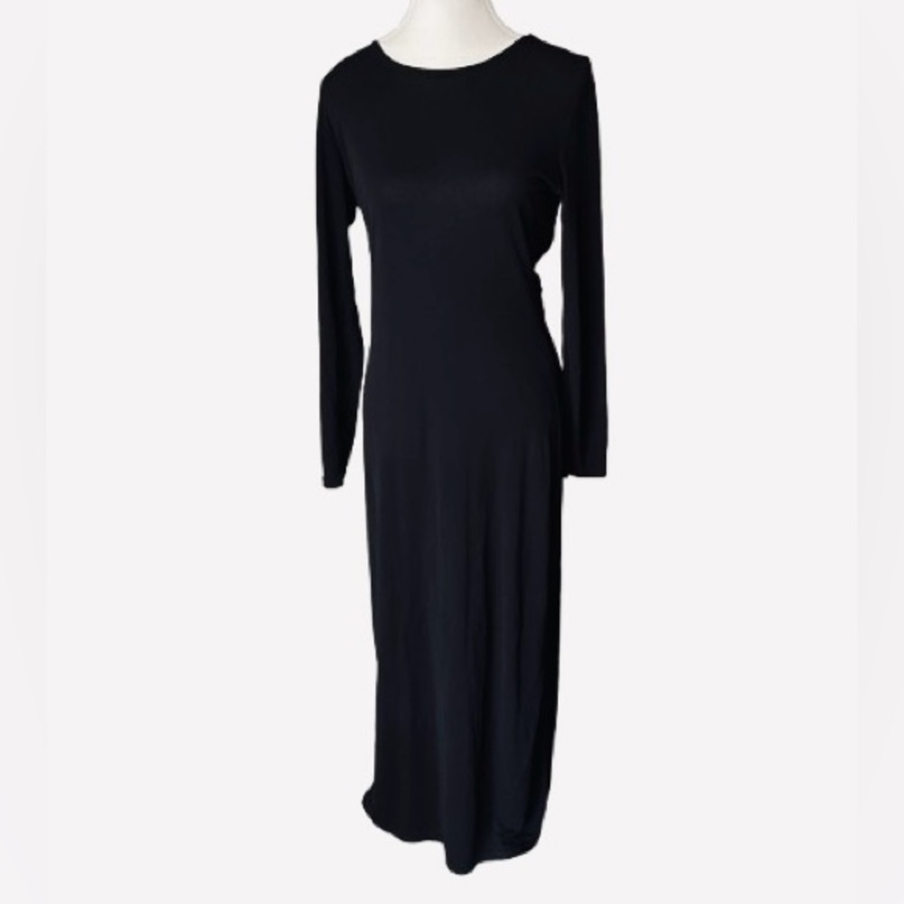 Sandro Paris Draped Black Dress Designer Maxi Midi Evening Long Open Back 8 10 - Picture 9 of 15